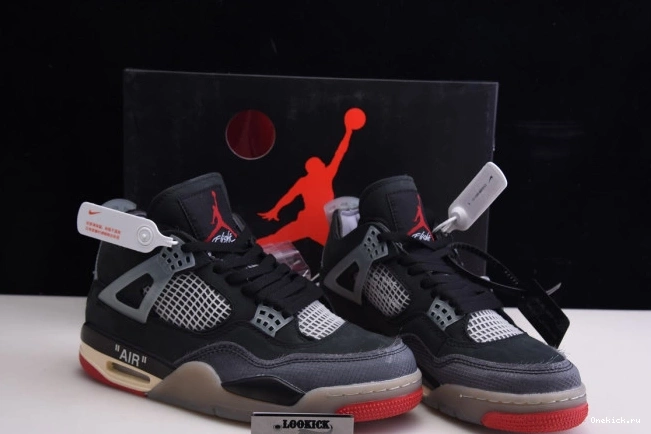 One Kick Retro Jordan CV9388-001 Air 4 x Off White Bred 0707